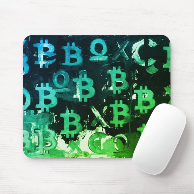 Mousepad Símbolos de Bitcoin (Estilo: Verde Lucro - 15) (Com mouse)