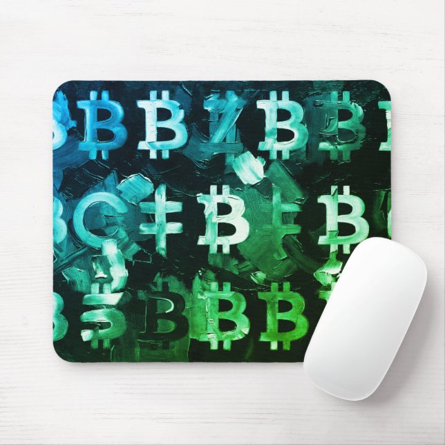 Mousepad Símbolos de Bitcoin (Estilo: Verde Lucro - 2) (Com mouse)