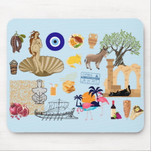 Mousepad Símbolos de Chipre Amantes de Viagens