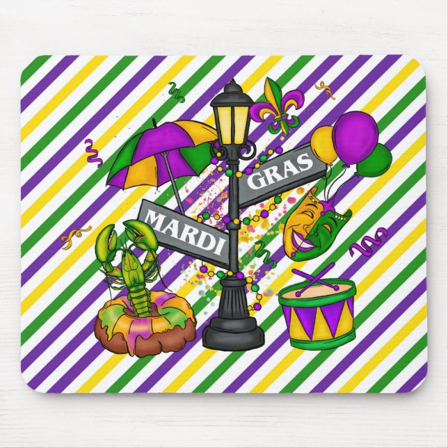 MOUSEPAD SÍMBOLOS DE GRAS MARDI MARDI VERDE AMARELO PURO (Frente)