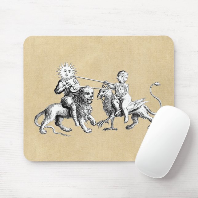 Mousepad Símbolos Sun e Lua Sepia (Com mouse)