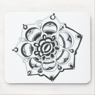 Mousepad Simetria Floral Preta e Branca
