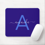 Mousepad Simple Custom Name & Monogrammed Blue Personalized<br><div class="desc">Simple Custom Name & Monogrammed Blue Personalized Mousepad.</div>