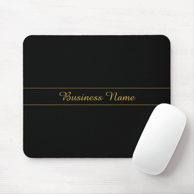 Mousepad Simple Customizable Gold & Black Text Design  (Com mouse)
