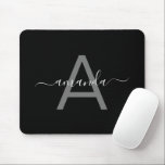 Mousepad Simple Elegant Add Your Name & Monogrammed Black<br><div class="desc">Simple Elegant Add Your Name & Monogrammed Black Mousepad.</div>