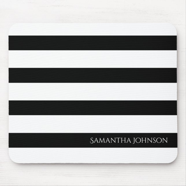 Mousepad Simples Black and White Stripes (Frente)