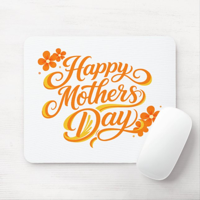 Mousepad Simples Calligrafia Floral do Dia das Mães |  (Com mouse)