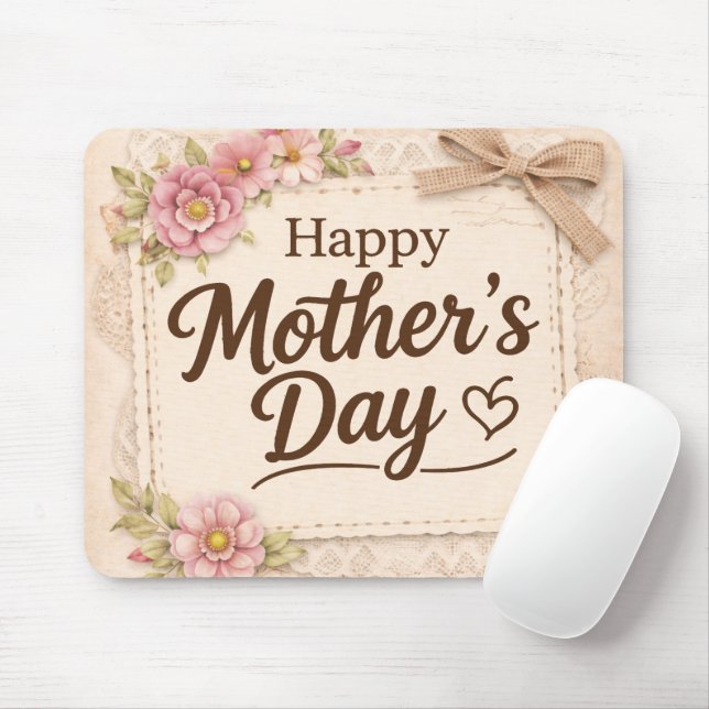 Mousepad Simples Calligraphy Floral do Dia das Mães |  (Com mouse)