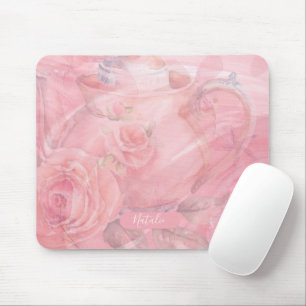 Mousepad Simples Cor-de-Rosa Floral Personalizado Único