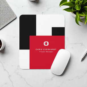 Mousepad Simples de Bloco de Cores Vermelho Branco e Preto