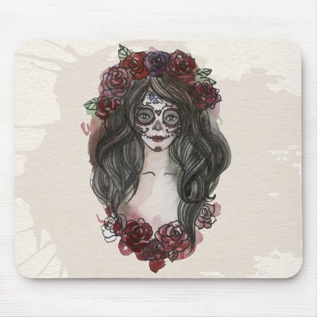 Mousepad Simples Dia de los Muertos desenhado à mão | Mouse (Frente)