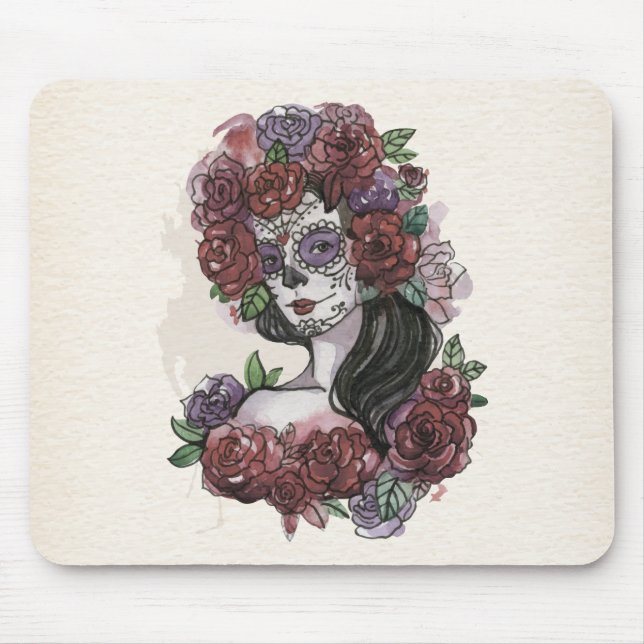 Mousepad Simples Dia de los Muertos desenhado à mão | Mouse (Frente)