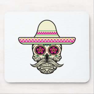 Mousepad Simples Diâmetro de Muertos Crânio com chapéu