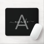 Mousepad Simples Elegante Adicione Seu Nome E Preto Monogra<br><div class="desc">Simples Elegante Adicione Seu Nome E Monogrammed Black Mousepad.</div>