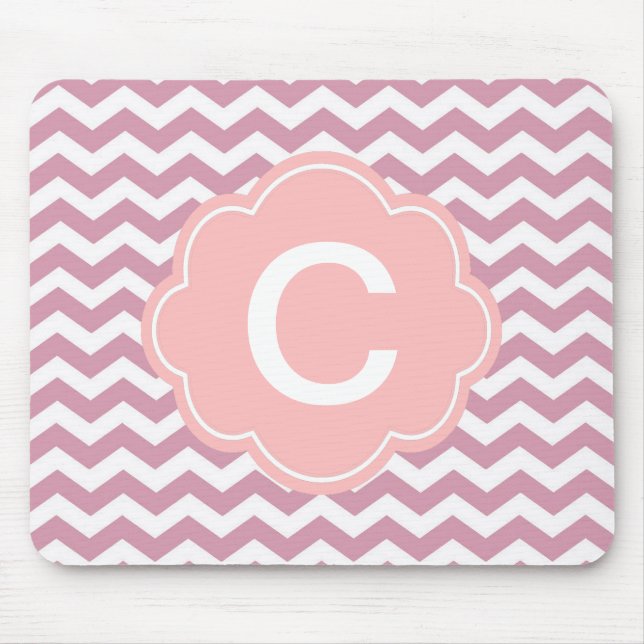 Mousepad simples, elegante, moderno chevron zigzag rosa (Frente)