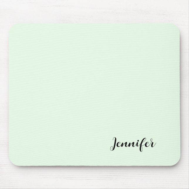 Mousepad Simples Girly Personalizado Script Mint Verde (Frente)