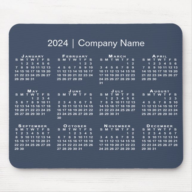 Mousepad Simples nome da empresa do calendário 2024 no Mari (Frente)