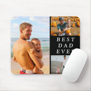Mousepad Simples Três Fotos - Melhor Pai De Sempre Preto