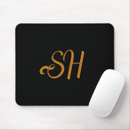 Mousepad Sinais personalizados de script Dourado preto