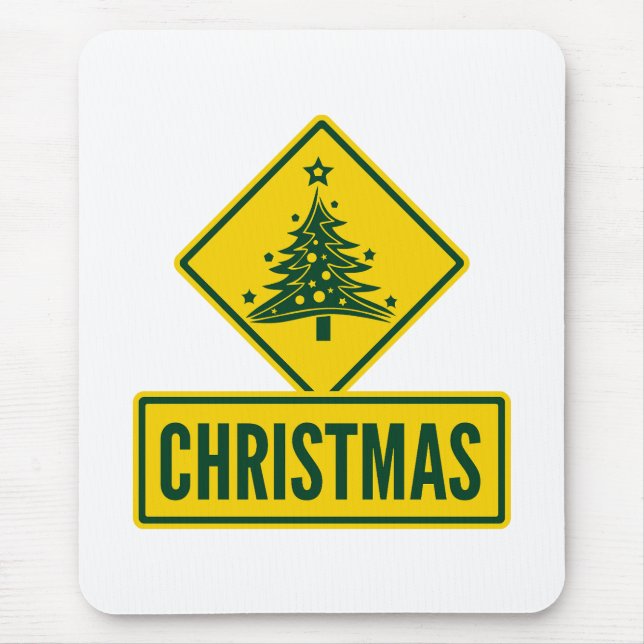 Mousepad Sinal de Aviso de Estrada de Natal Moderno (Frente)