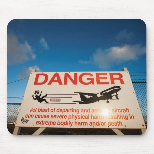 Mousepad Sinal de aviso perto do aeroporto do St. Maarten, (Frente)