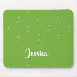 Mousepad Sinal de dólar branco em verde