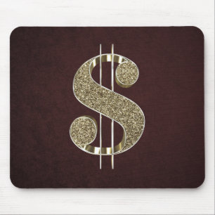 Mousepad Sinal de dólar Dourado de Bling 3D