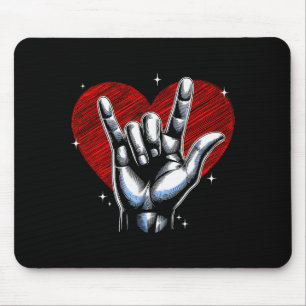 Mousepad Sinal de Mão Eu Te Amo Asl Coração Mulheres Crianç