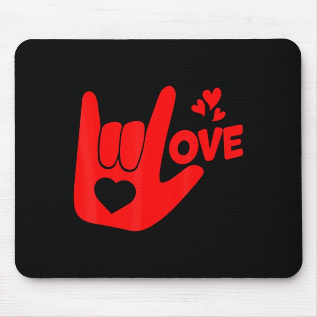 Mousepad Sinal de Mão Eu Te Amo Asl Dia dos Namorados Engra (Frente)
