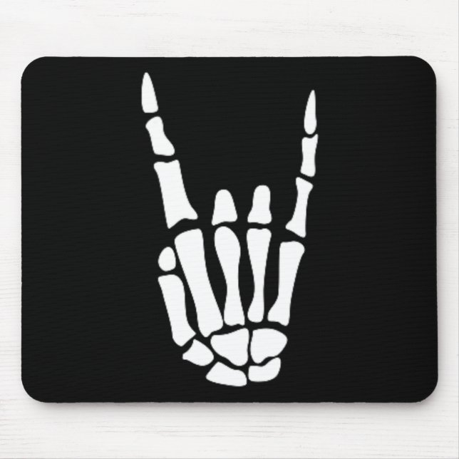 Mousepad Sinal de mão Rock on Skeleton - Halloween minimali (Frente)