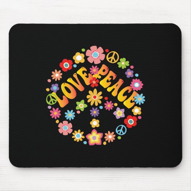 Mousepad Sinal de Paz Amor 60 anos 70 Groovy Hippie Costume (Frente)