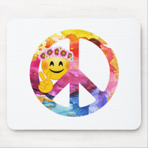 Mousepad Sinal de paz, arte da aguarela do Emoticon do
