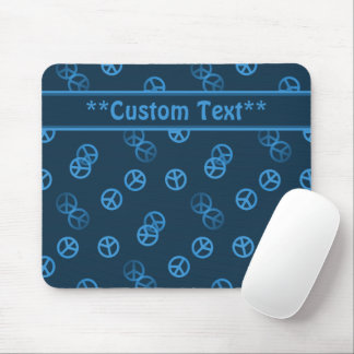 Mousepad Sinal de paz azul com texto personalizado