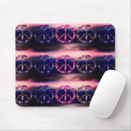 Mousepad Sinal de paz com flores coloridas