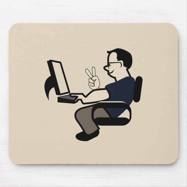 Mousepad Sinal de paz do nerd do computador (Frente)