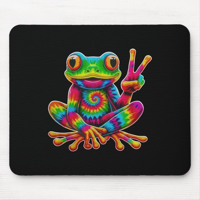 Mousepad Sinal de Paz do Sapo Tie-dye Hippie Natal Sapo  (Frente)
