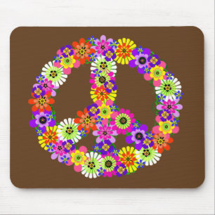 Mousepad Sinal de Paz Floral no Brown