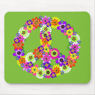 Mousepad Sinal de Paz Floral no Verde limão