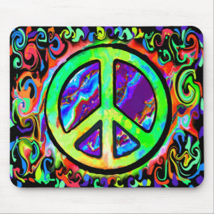 Mousepad Sinal de Paz Psicodélico