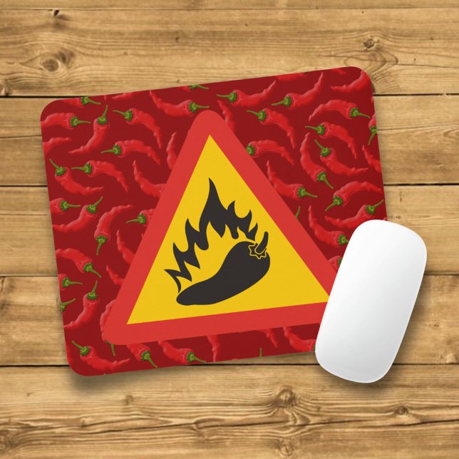 Mousepad Sinal de perigo de pimenta quente (Criador carregado)