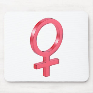 Mousepad Sinal de sexo feminino de vidro vermelho