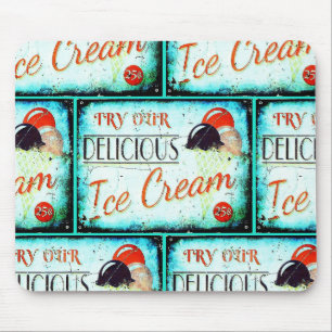 Mousepad Sinal de turquesa nostálgico do sorvete de vindima