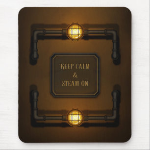 Mousepad Sinal industrial Steampunk "Manter Calmo e Vapor"