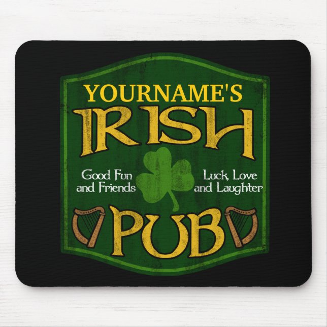 Mousepad Sinal irlandês personalizado do bar (Frente)