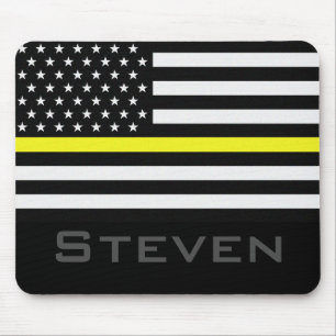 Mousepad Sinalizador de Linha Amarelo Fino de Nome Personal