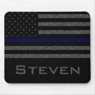 Mousepad Sinalizador de Linha Azul Fino Grunge do Nome Pers