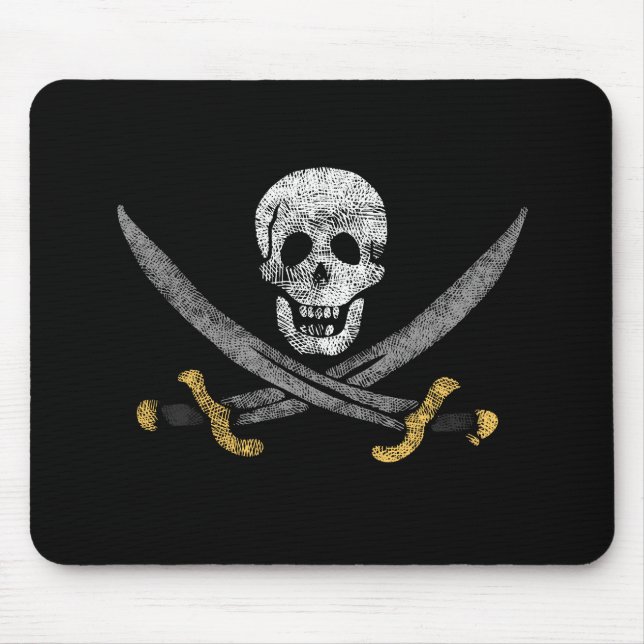 Mousepad Sinalizador de Pirata de Crânio e Espadas (Frente)