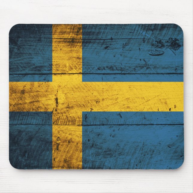 Mousepad Sinalizador de Suecia de madeira (Frente)