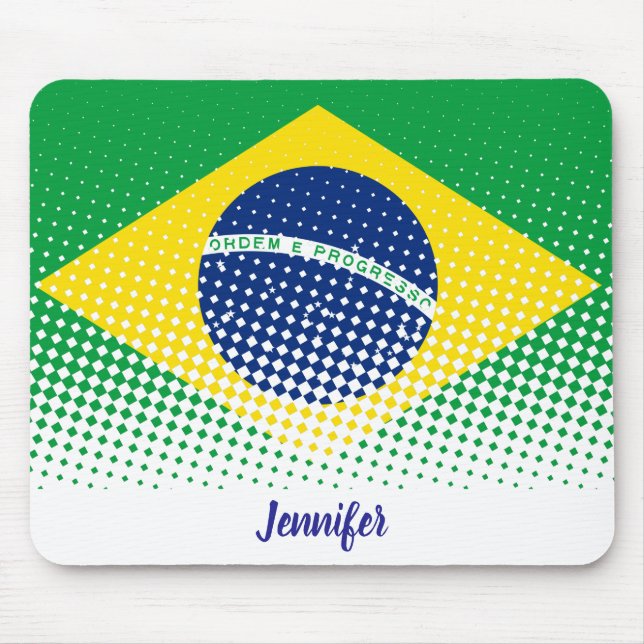 Mousepad Sinalizador Do Brasil Com Nome Personalizado De Ef (Frente)