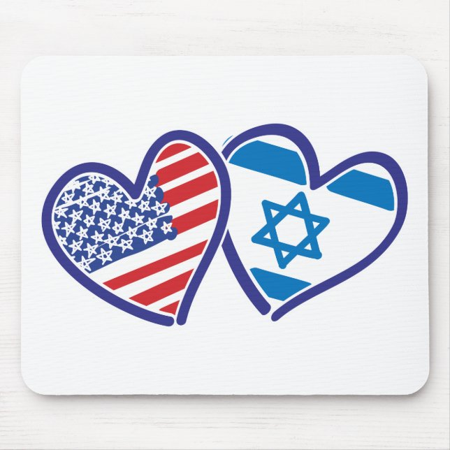 Mousepad Sinalizador do Coração EUA e Israel (Frente)